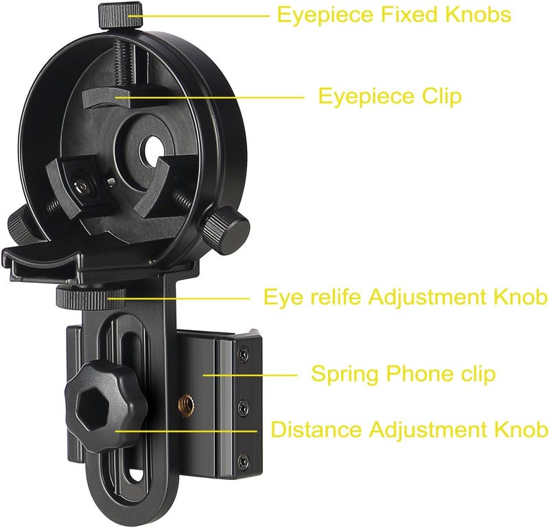 SOLOMARK Cellphone Mount for Vortex Bushnell Celestron Barska Spotting Scope Big Eyepiece Work with Binoculars Monocular Spotting Scope Telescope for Almost Smartphone - Image 3